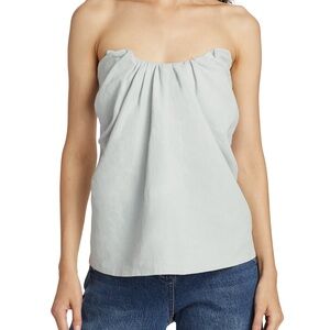 CO tucked linen strapless top